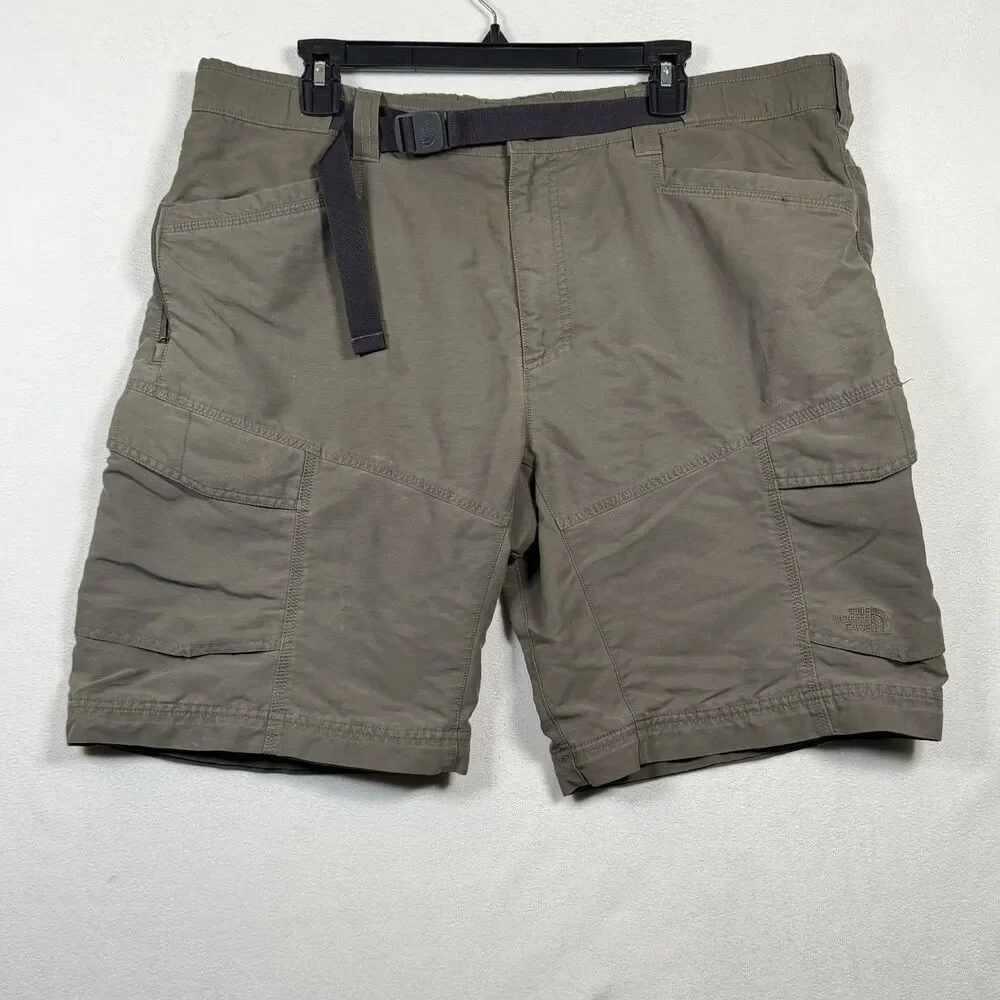 The North Face Cargo Shorts Mens XL Green Outdoor Hiking Belted Utility 10”